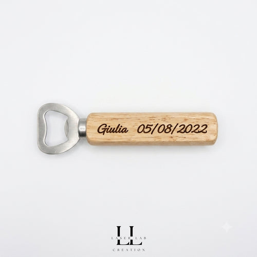 Apribottiglie in legno rettangolare personalizzato con incisione