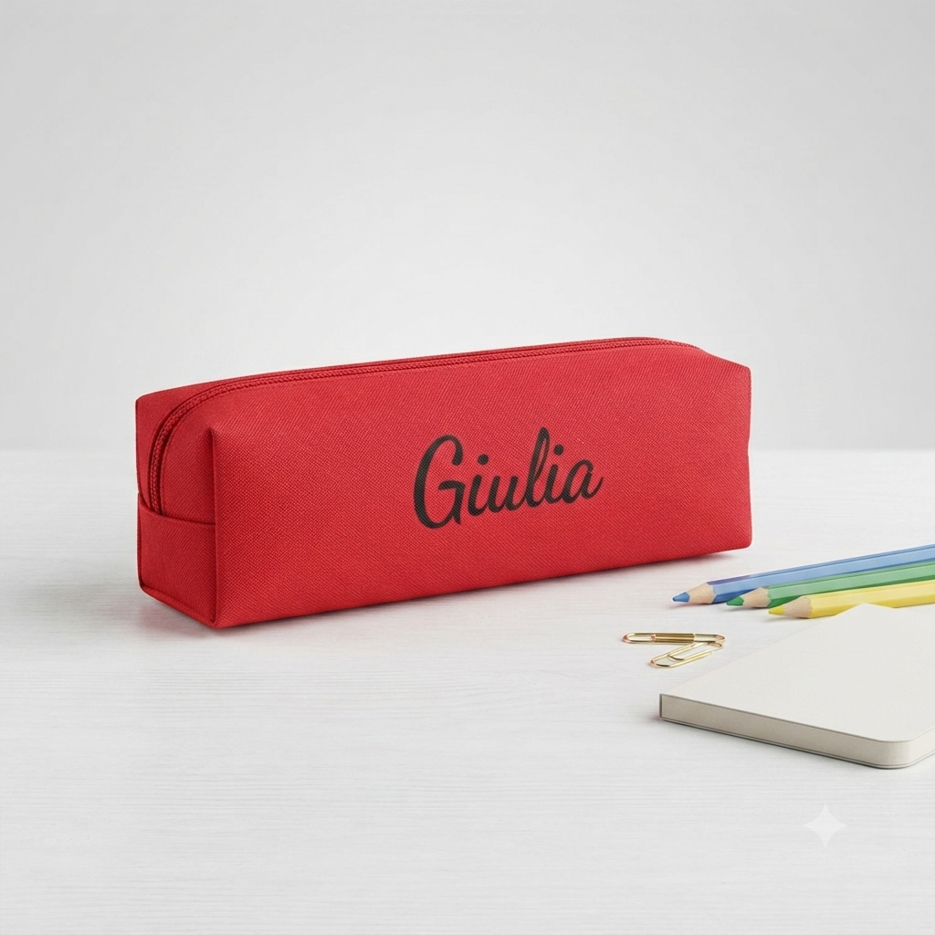 Astuccio portapenne in tessuto personalizzato con nome in vinile