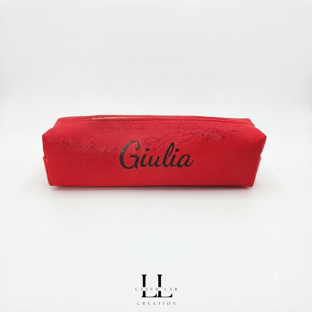 Astuccio portapenne in tessuto personalizzato con nome in vinile