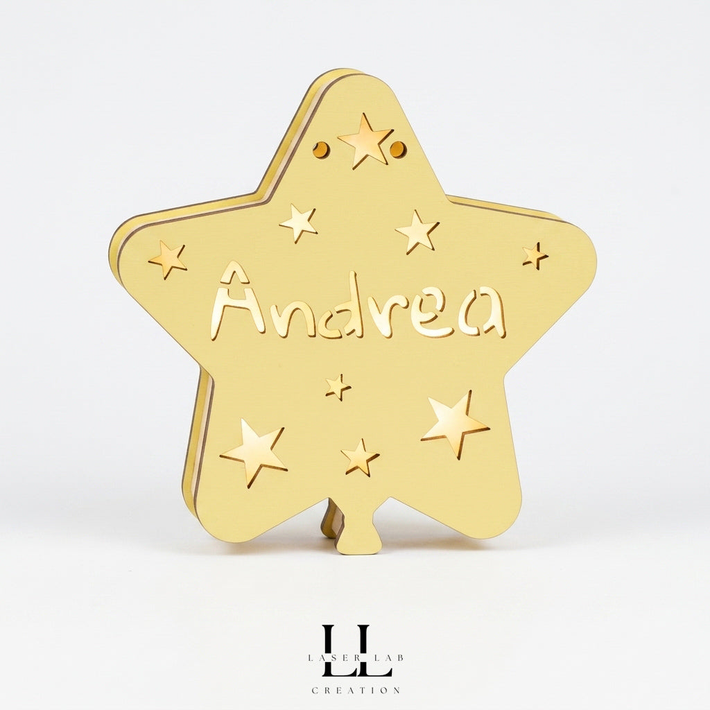 Lampada da appendere in legno personalizzata con nome