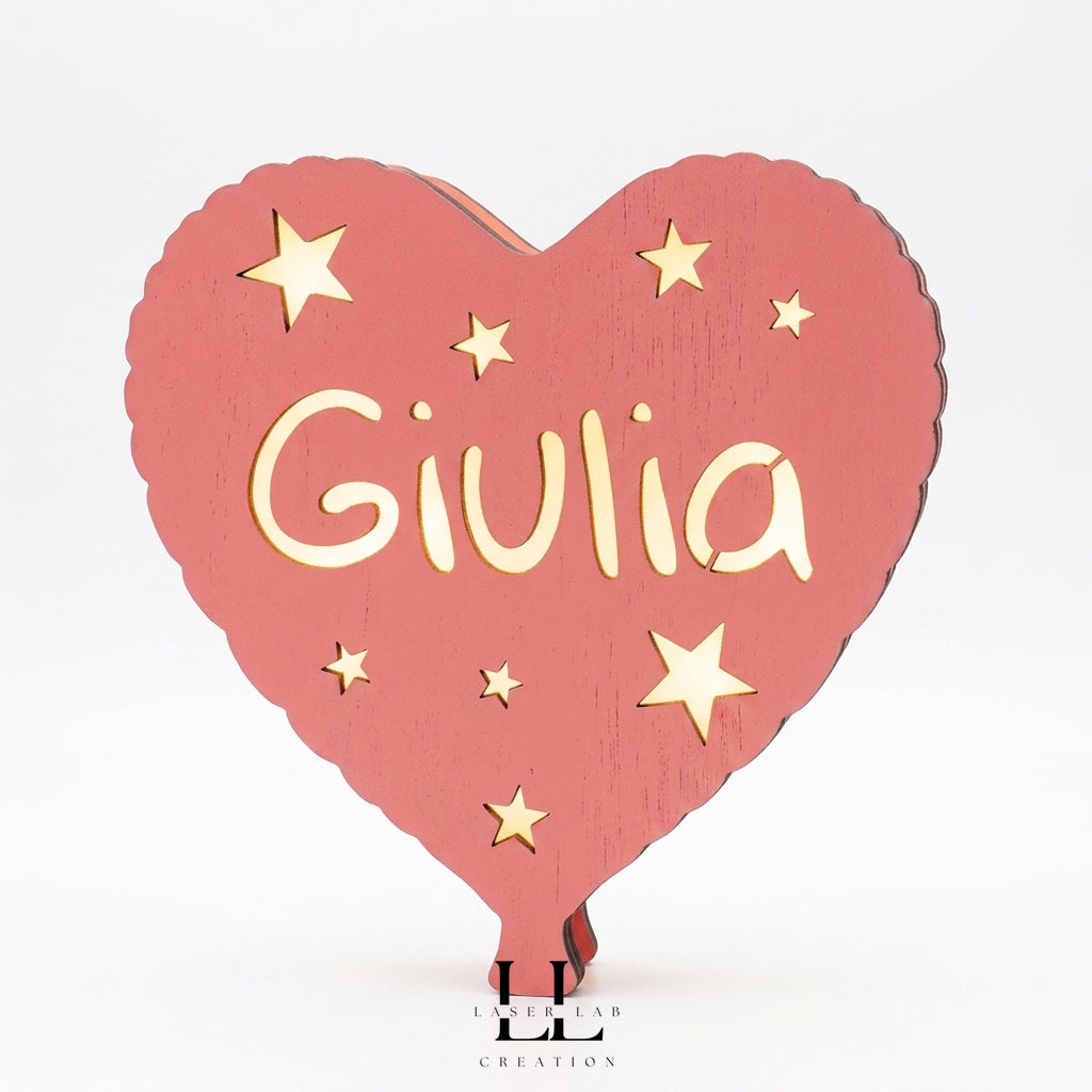 Lampada da appendere in legno personalizzata con nome