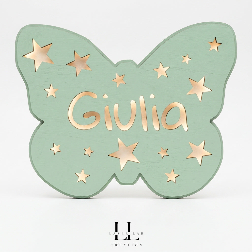 Lampada da appendere in legno personalizzata con nome