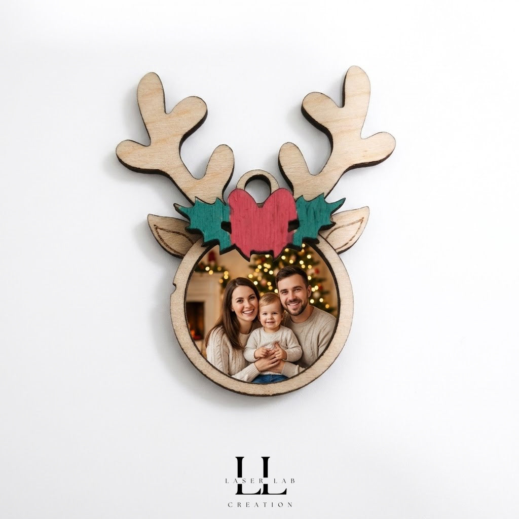 Ornamenti natalizi renne in legno personalizzabili con foto o nome