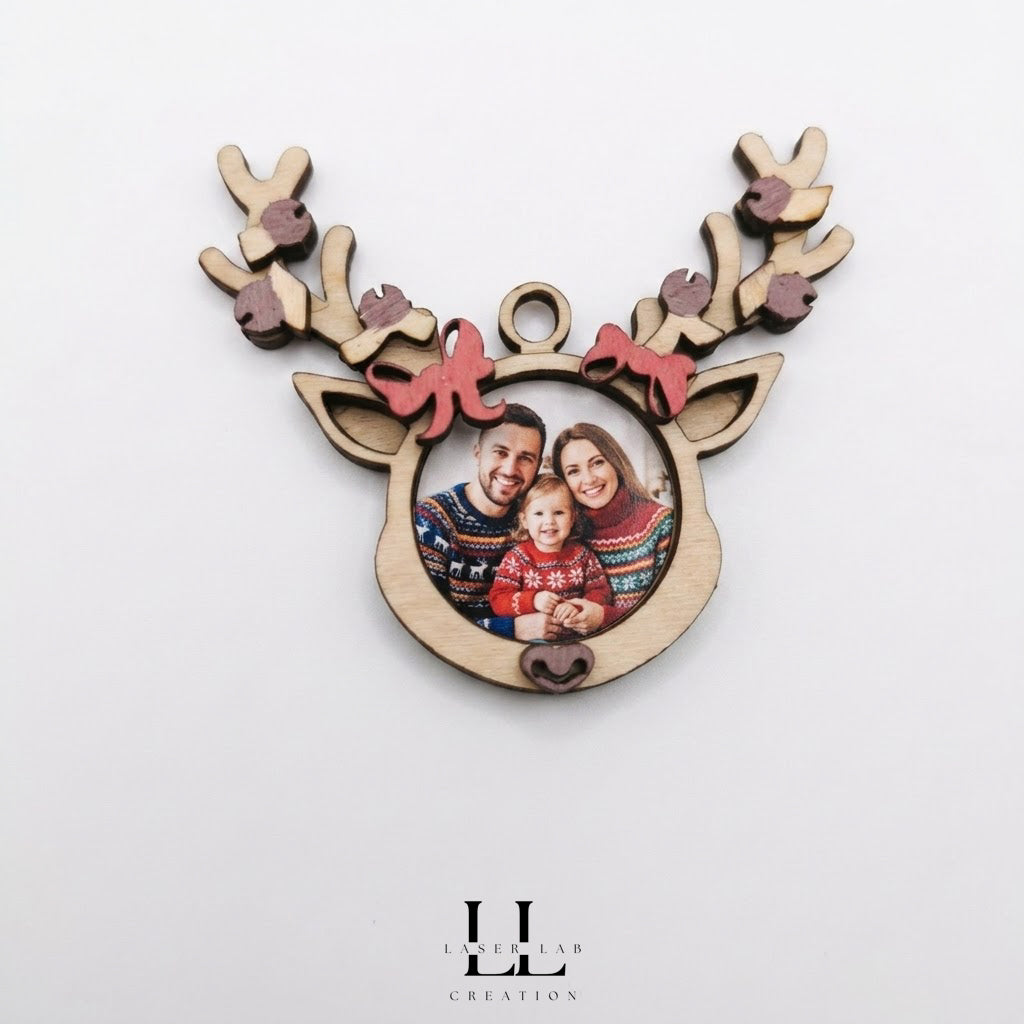 Ornamenti natalizi renne in legno personalizzabili con foto o nome