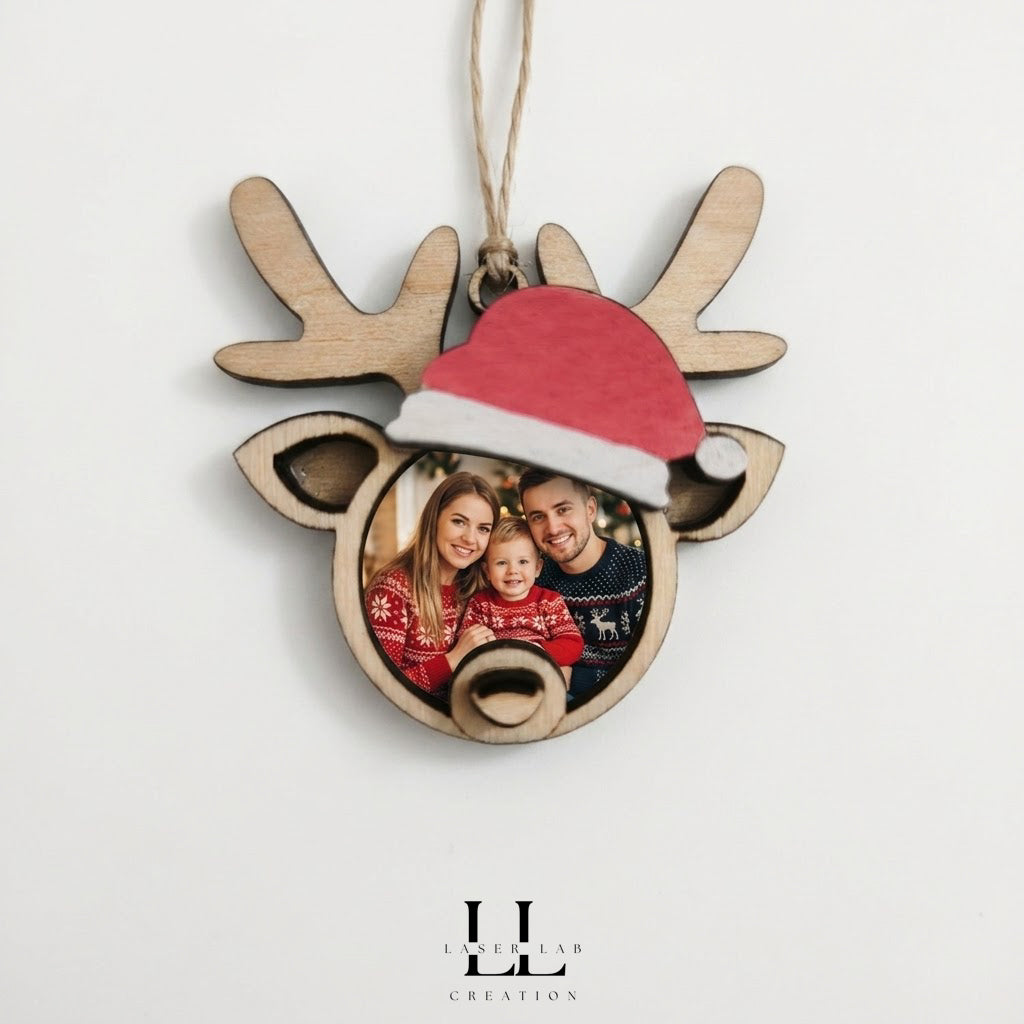 Ornamenti natalizi renne in legno personalizzabili con foto o nome