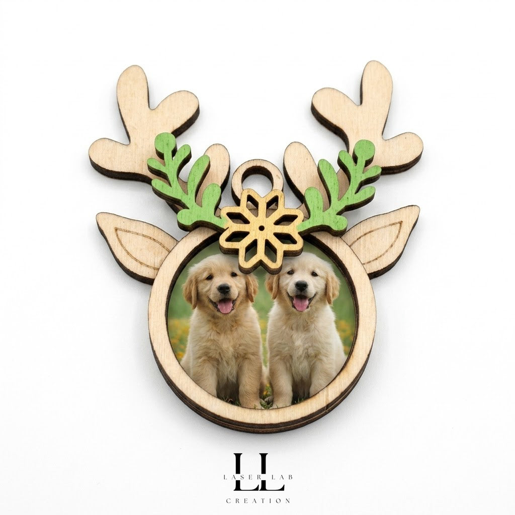 Ornamenti natalizi renne in legno personalizzabili con foto o nome