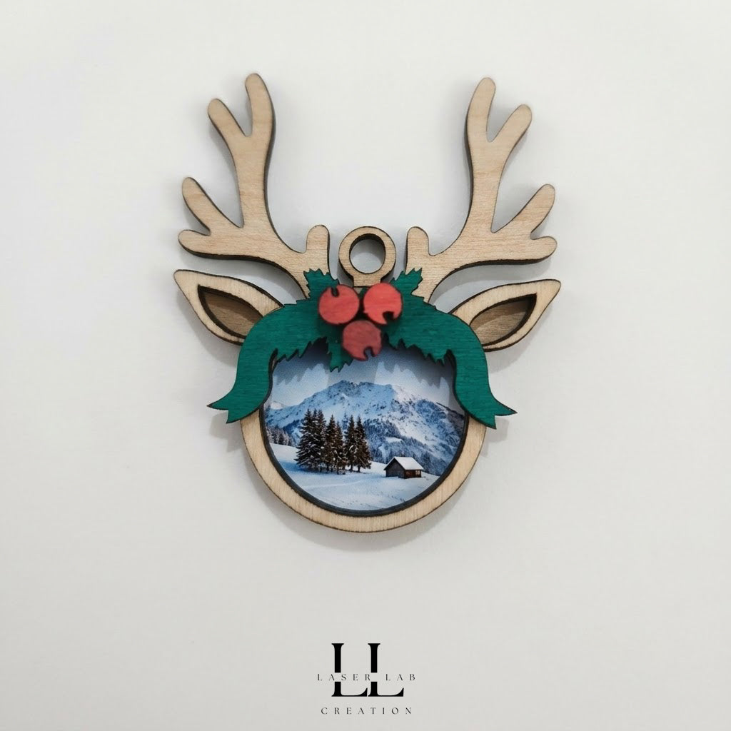 Ornamenti natalizi renne in legno personalizzabili con foto o nome