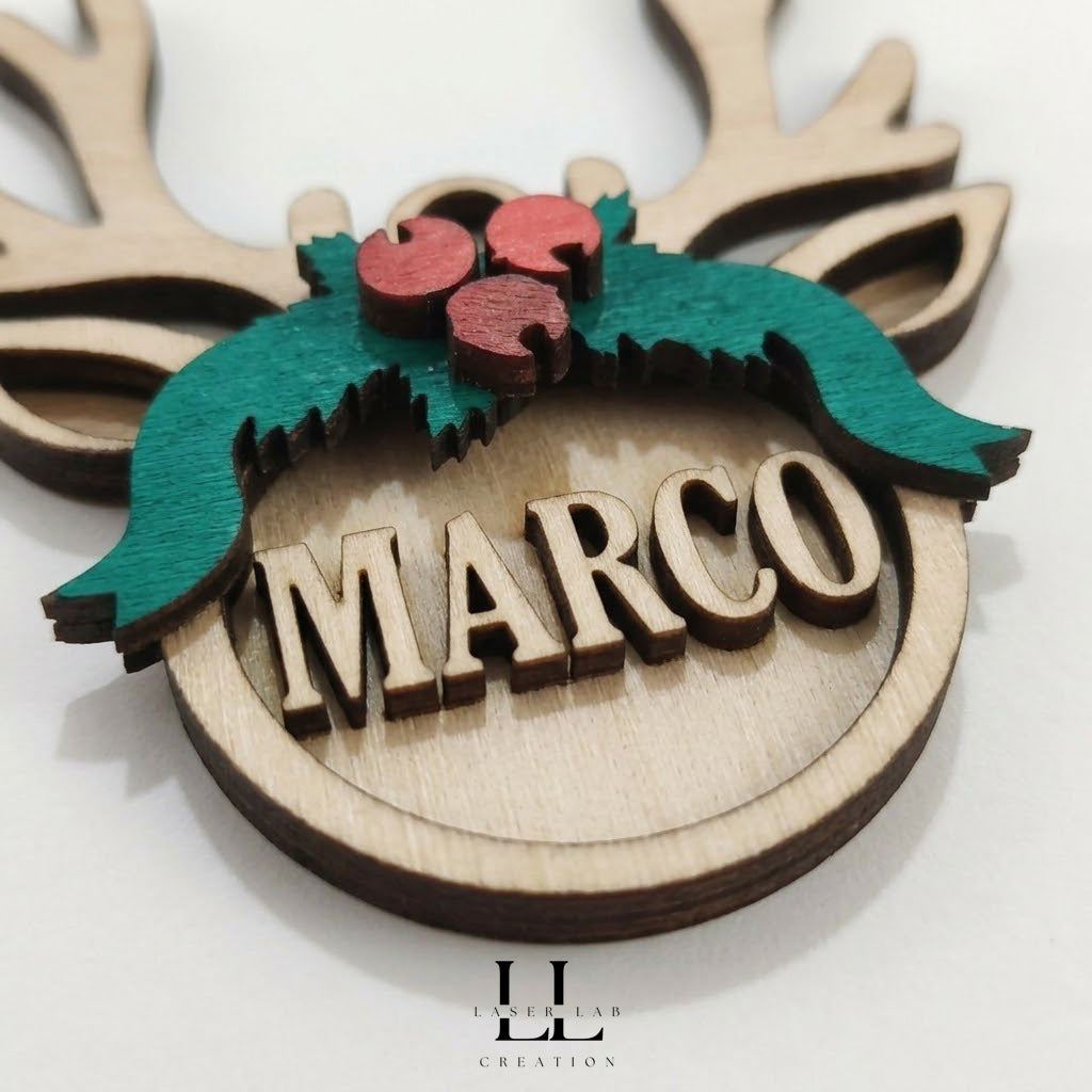 Ornamenti natalizi renne in legno personalizzabili con foto o nome