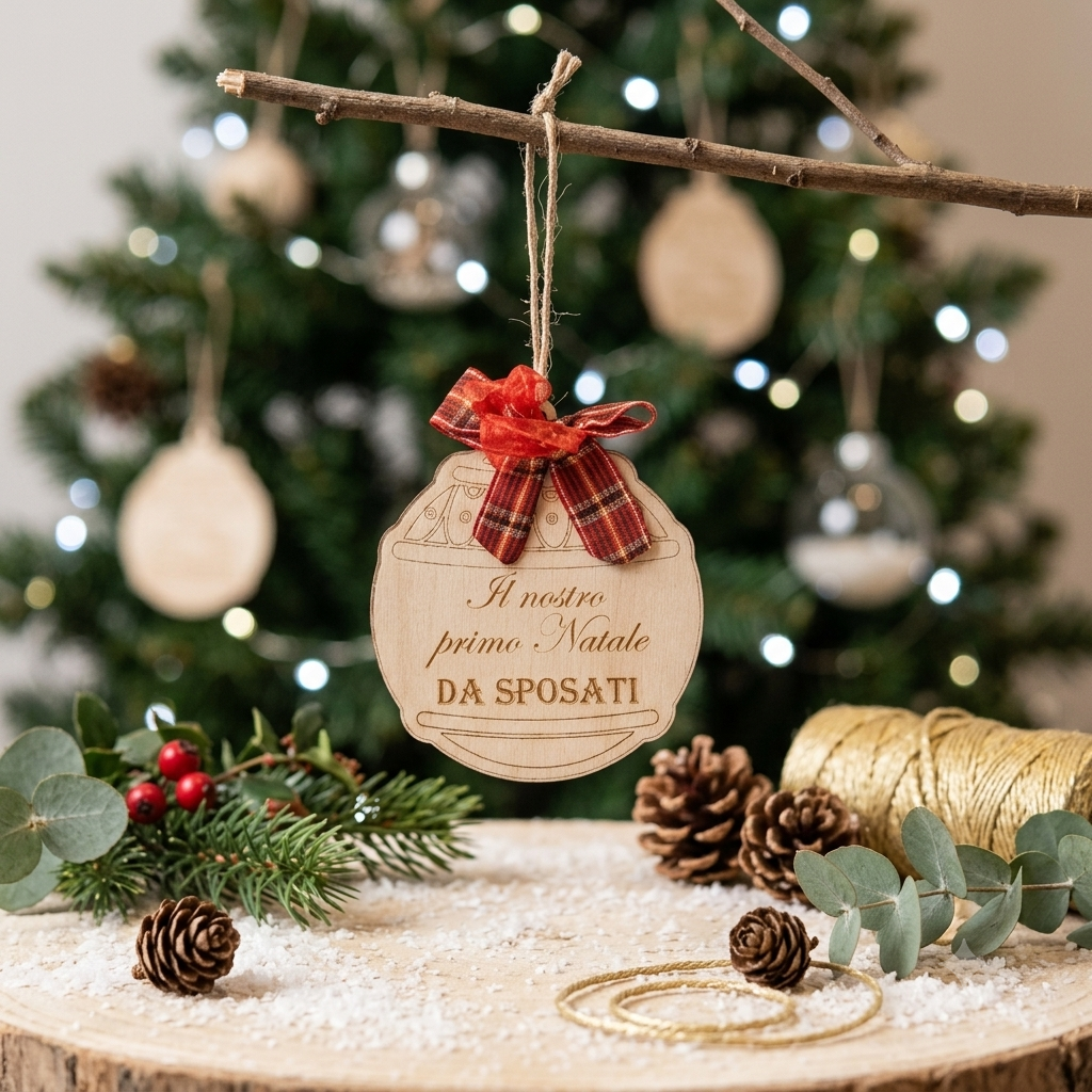 Ornamento natalizio "Primo Natale da sposati" personalizzato