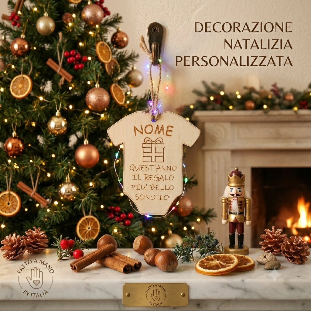 Ornamento natalizio body bimbo personalizzato con nome