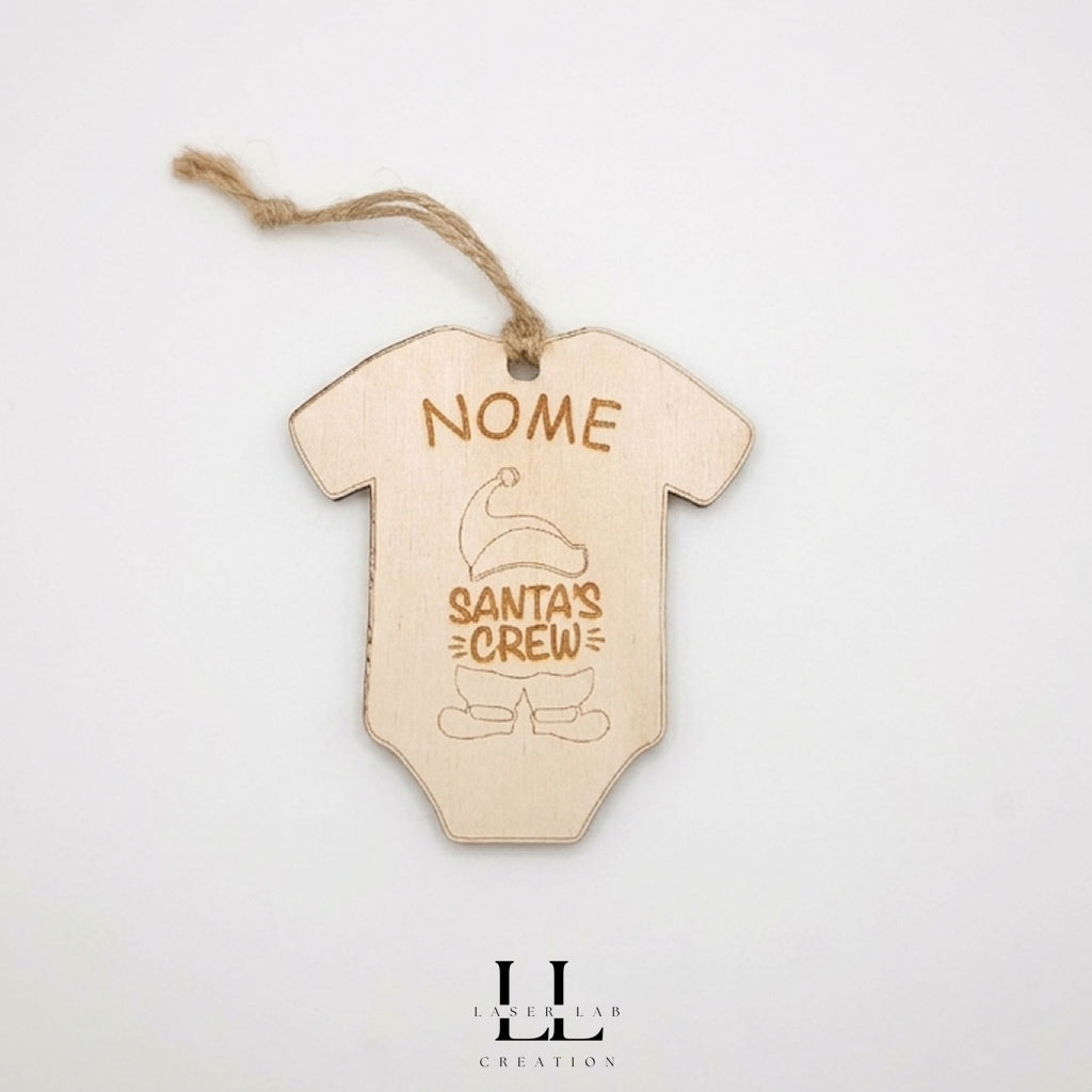 Ornamento natalizio body bimbo personalizzato con nome