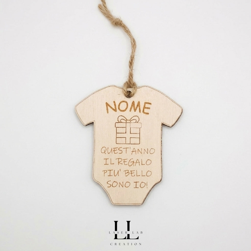 Ornamento natalizio body bimbo personalizzato con nome