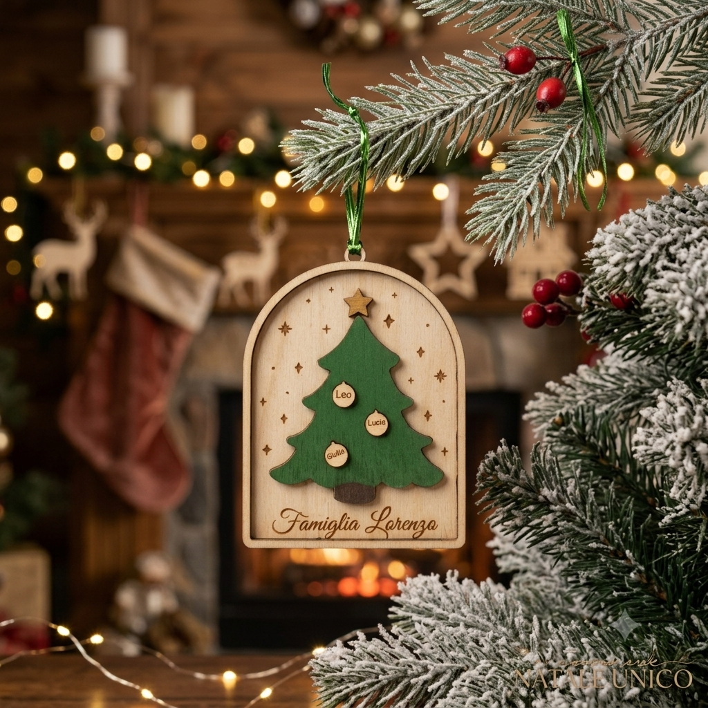 Ornamento natalizio in legno con alberello personalizzato
