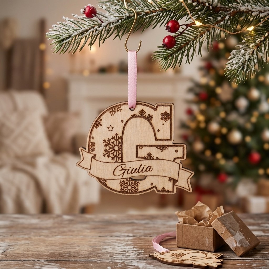 Ornamento natalizio monogram personalizzato con nome