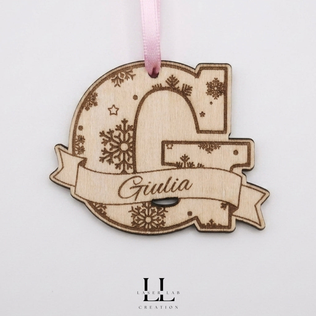 Ornamento natalizio monogram personalizzato con nome