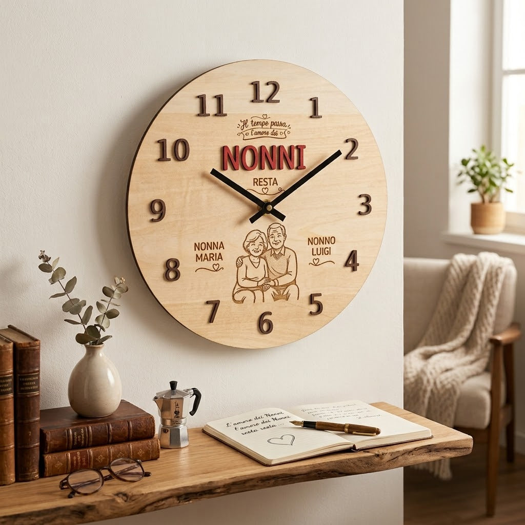 Orologio in legno personalizzato per la Festa dei Nonni