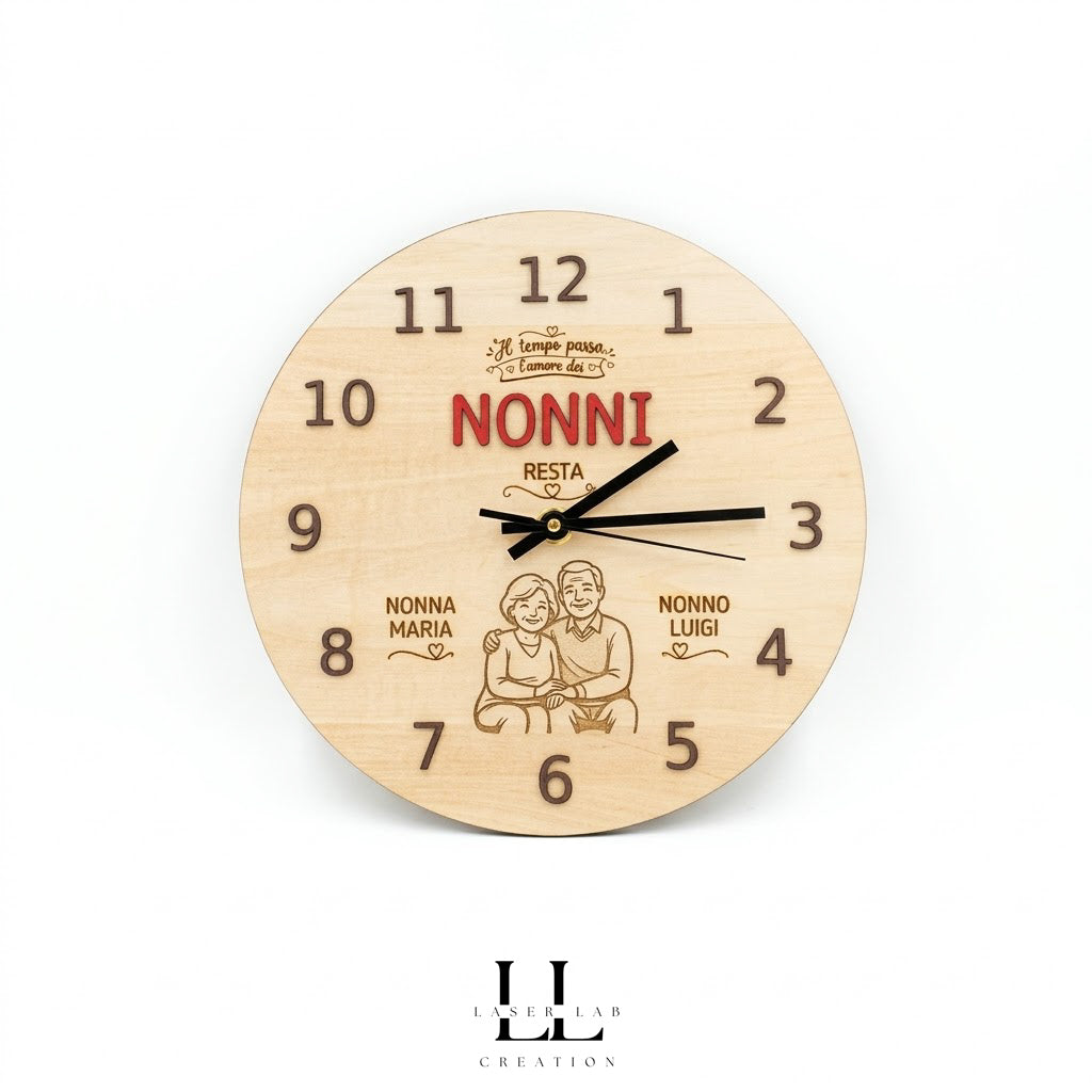 Orologio in legno personalizzato per la Festa dei Nonni