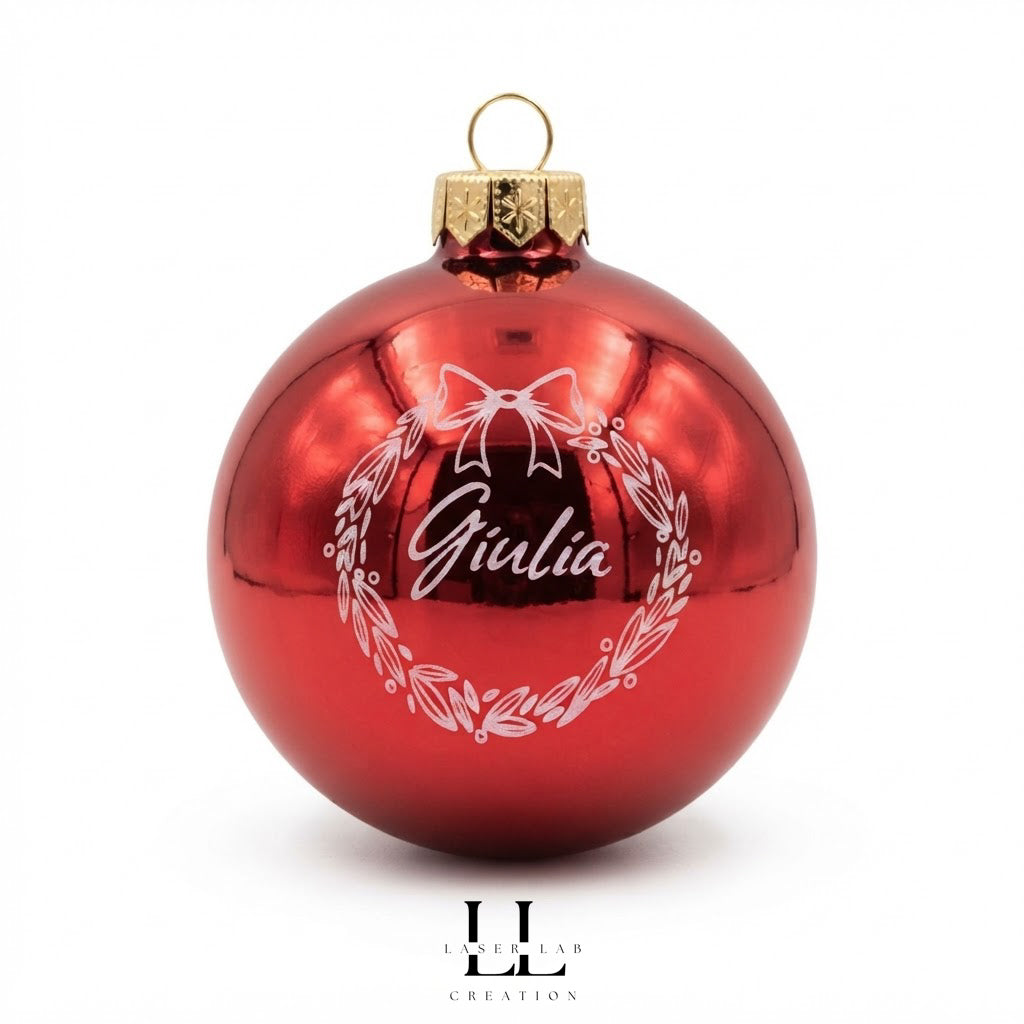 Pallina di Natale in vetro personalizzata con incisione laser