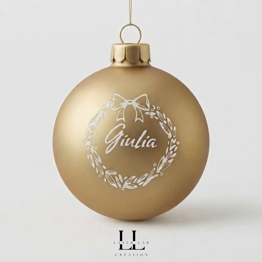 Pallina di Natale in vetro personalizzata con incisione laser