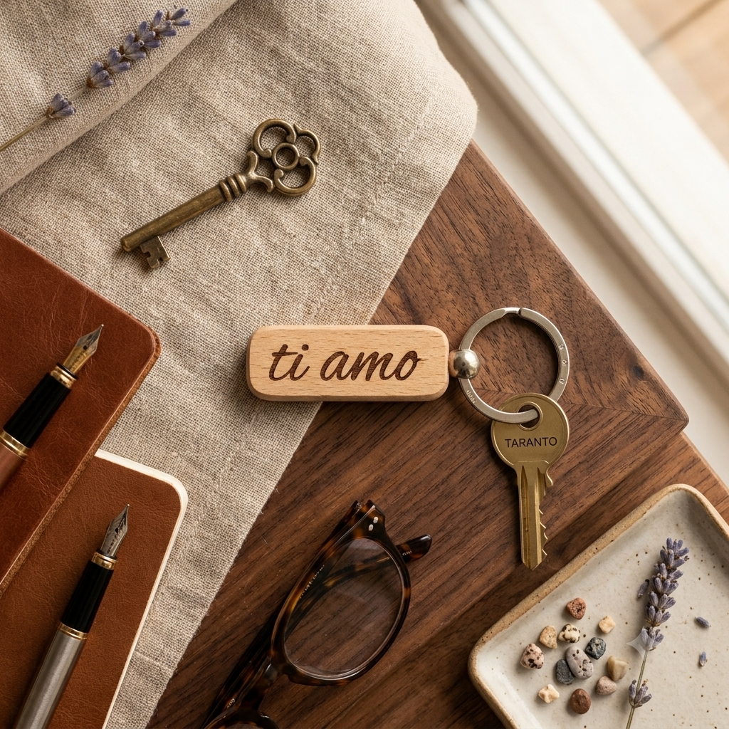 Portachiavi in legno rettangolare personalizzato con incisione