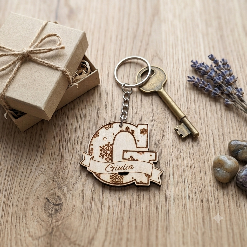 Portachiavi monogram in legno personalizzato con nome