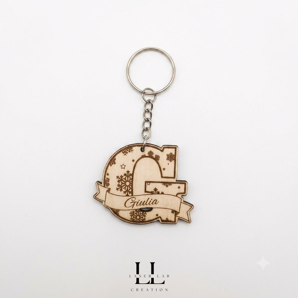 Portachiavi monogram in legno personalizzato con nome