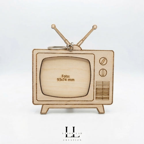 Cornice portafoto TV retrò in legno personalizzabile