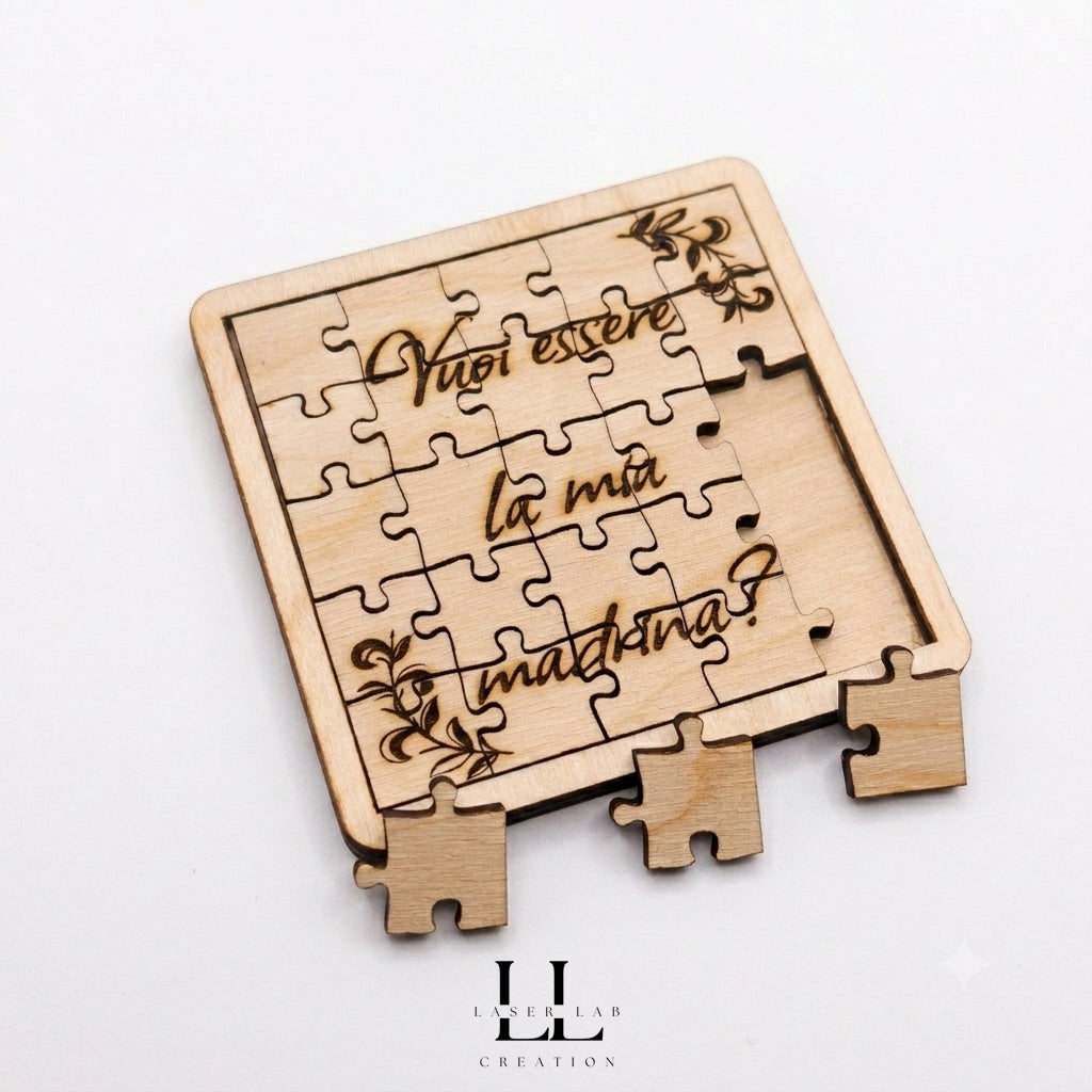 Puzzle in legno personalizzato con incisione