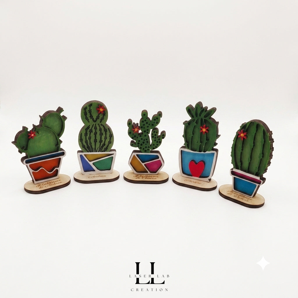 Cactus segnaposto in legno personalizzati