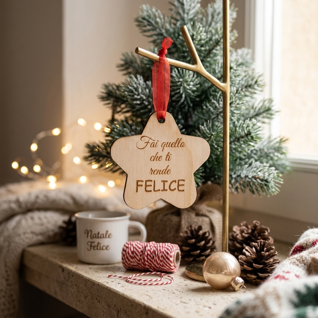 Stella Natalizia in legno personalizzata con frase