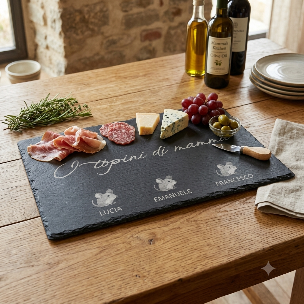 Tagliere in ardesia personalizzato con incisione 30x15 cm