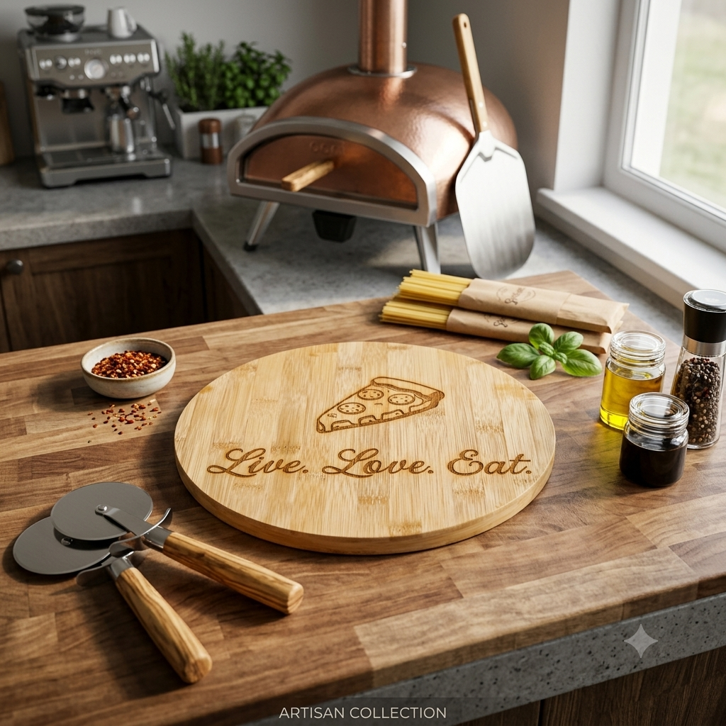 Tagliere tondo in bambù 28 cm personalizzato con incisione