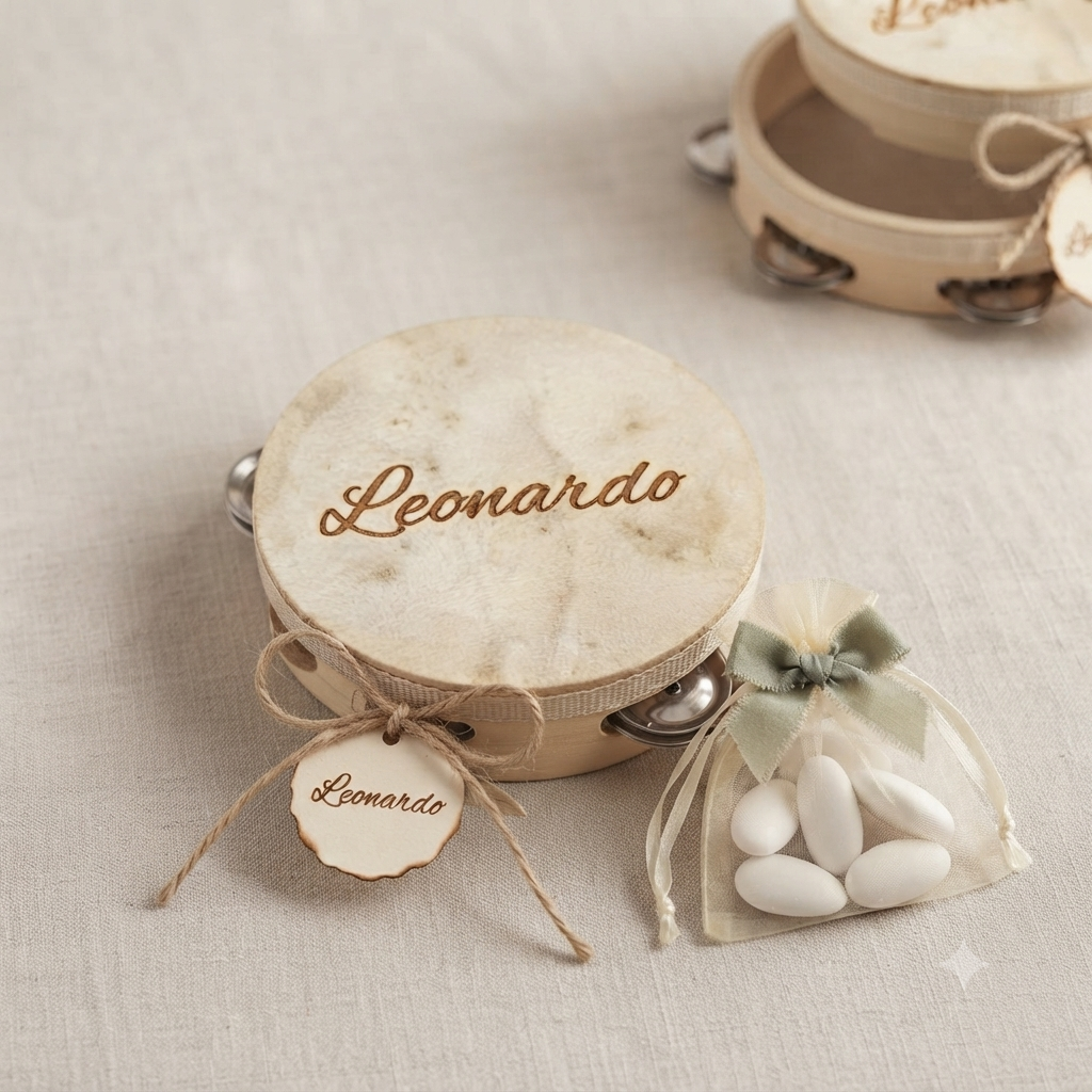 Tamburello in legno personalizzato con Incisione