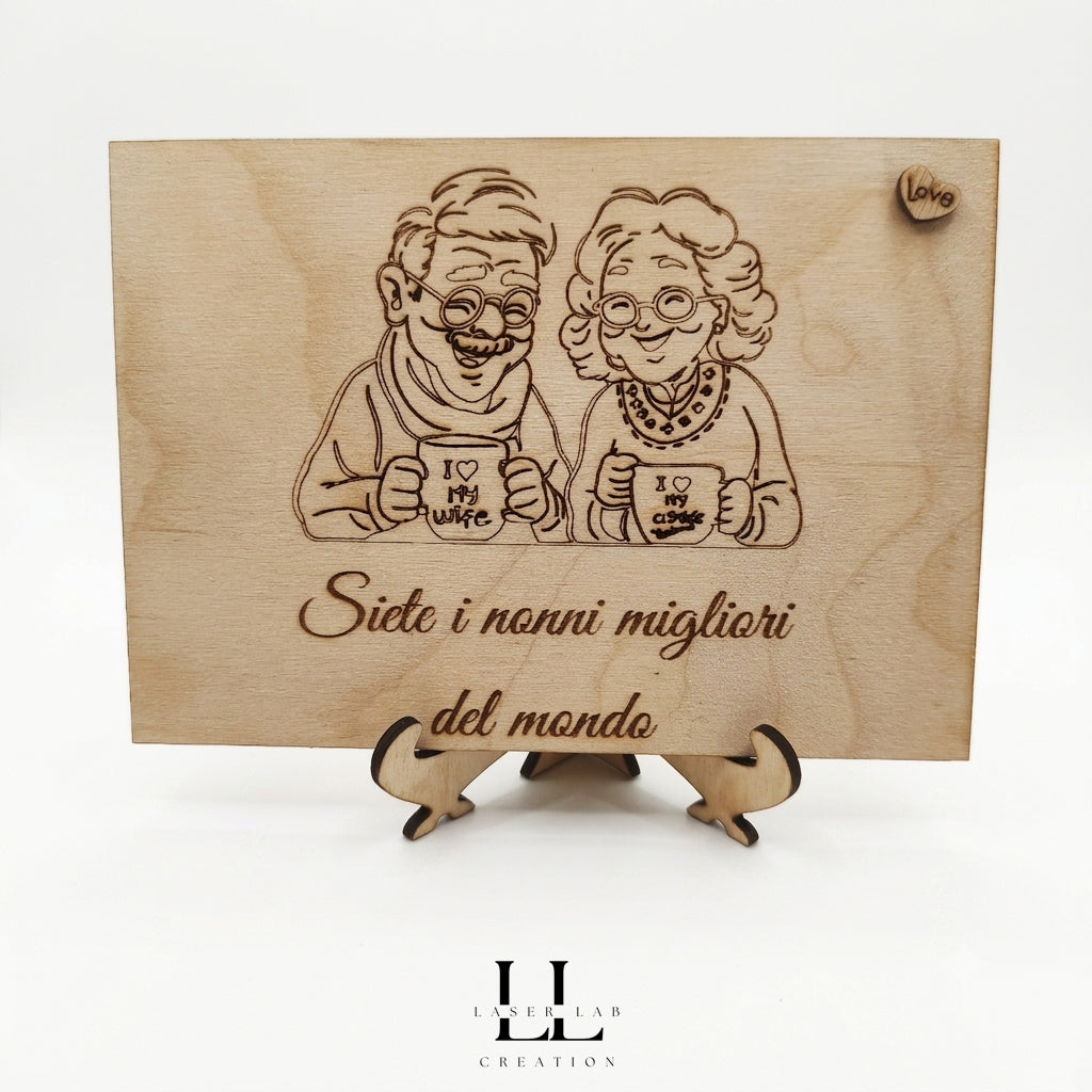 Targa Festa dei Nonni in legno personalizzata